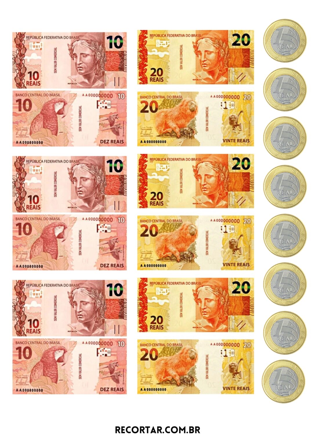 Dinheiro para Imprimir: Modelos em PDF Grátis para Baixar – Recortar