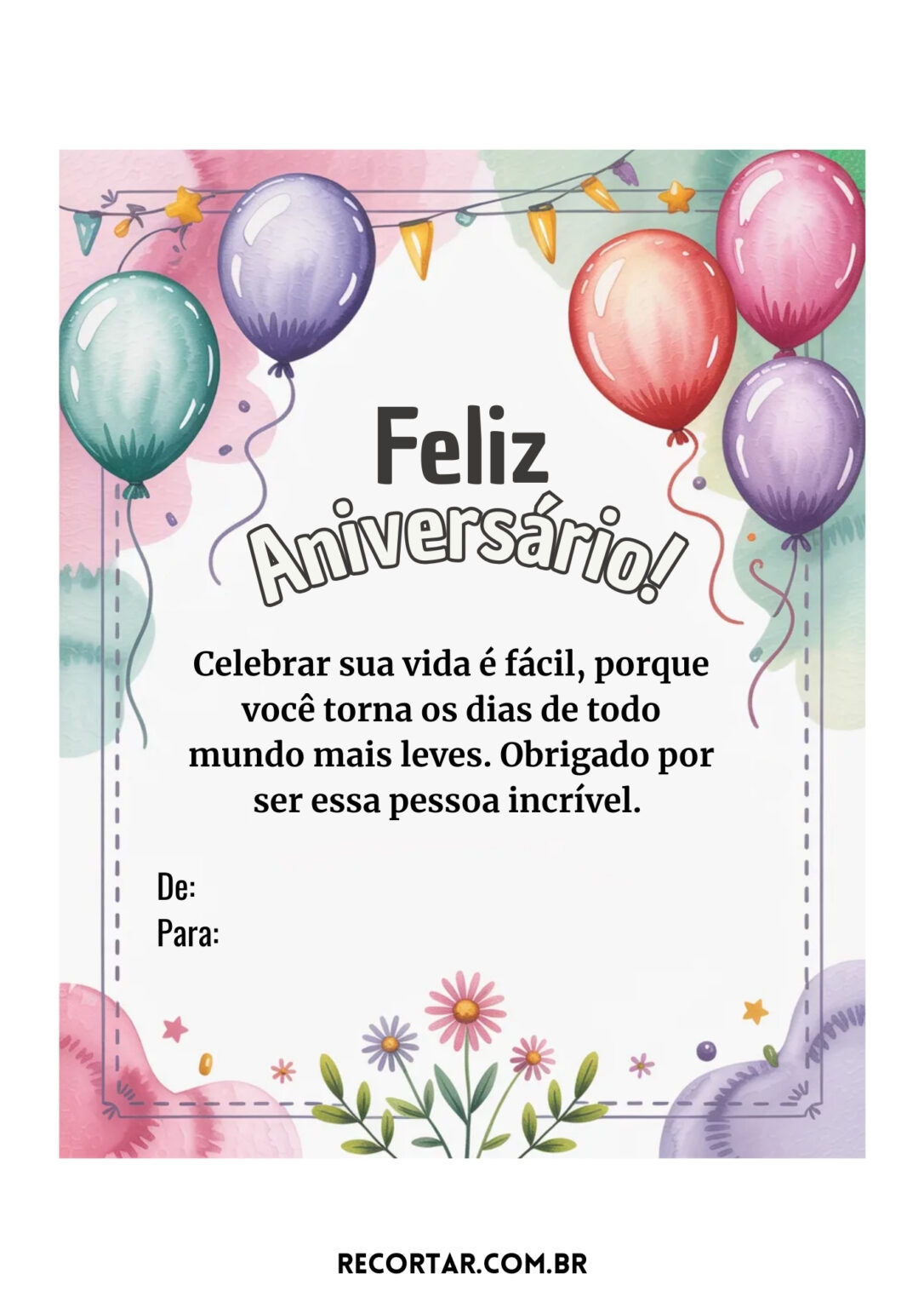 Cartões de Aniversário Para Imprimir – 43 Modelos Grátis – Recortar