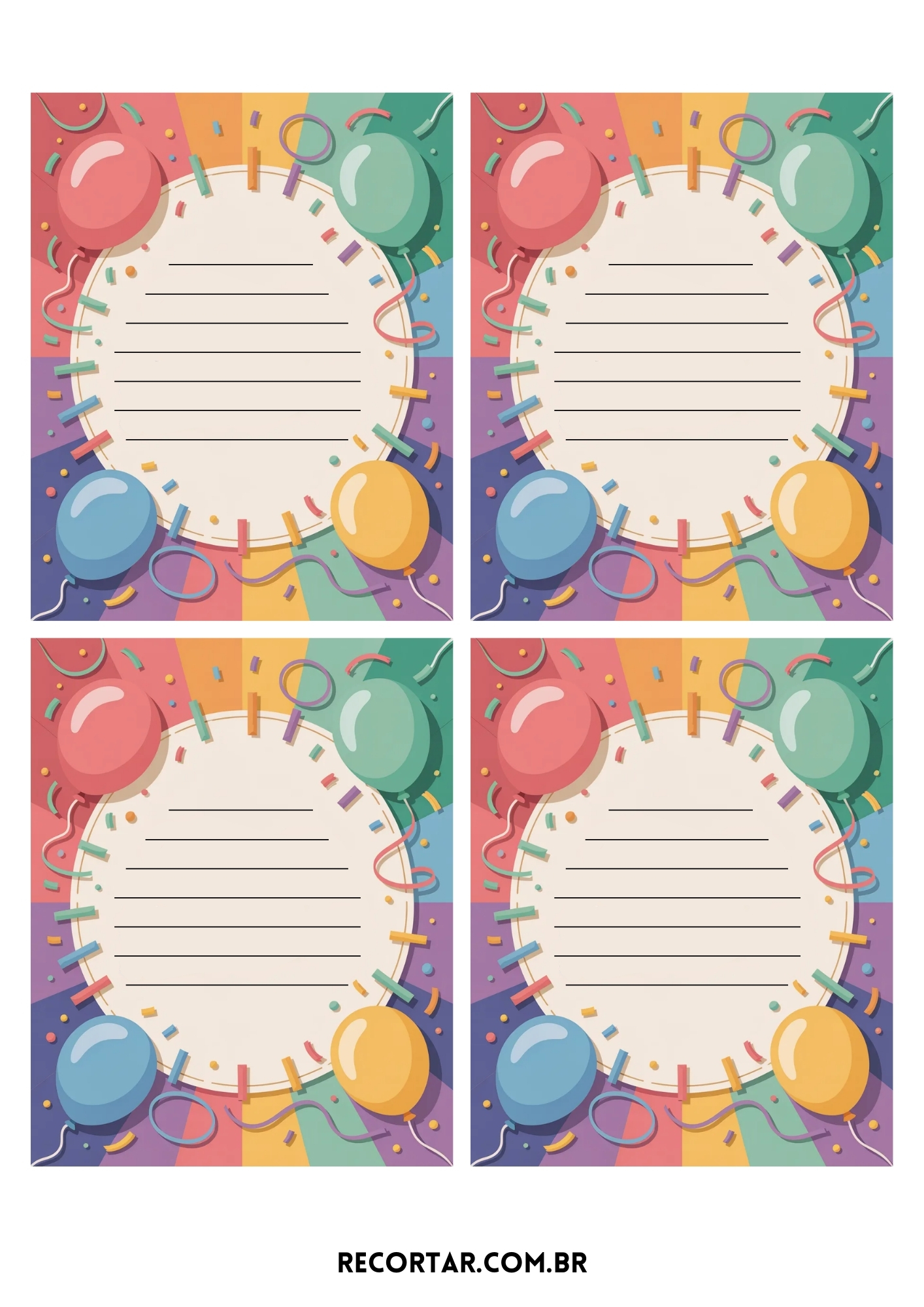 Cartões de Aniversário Para Imprimir – 43 Modelos Grátis – Recortar