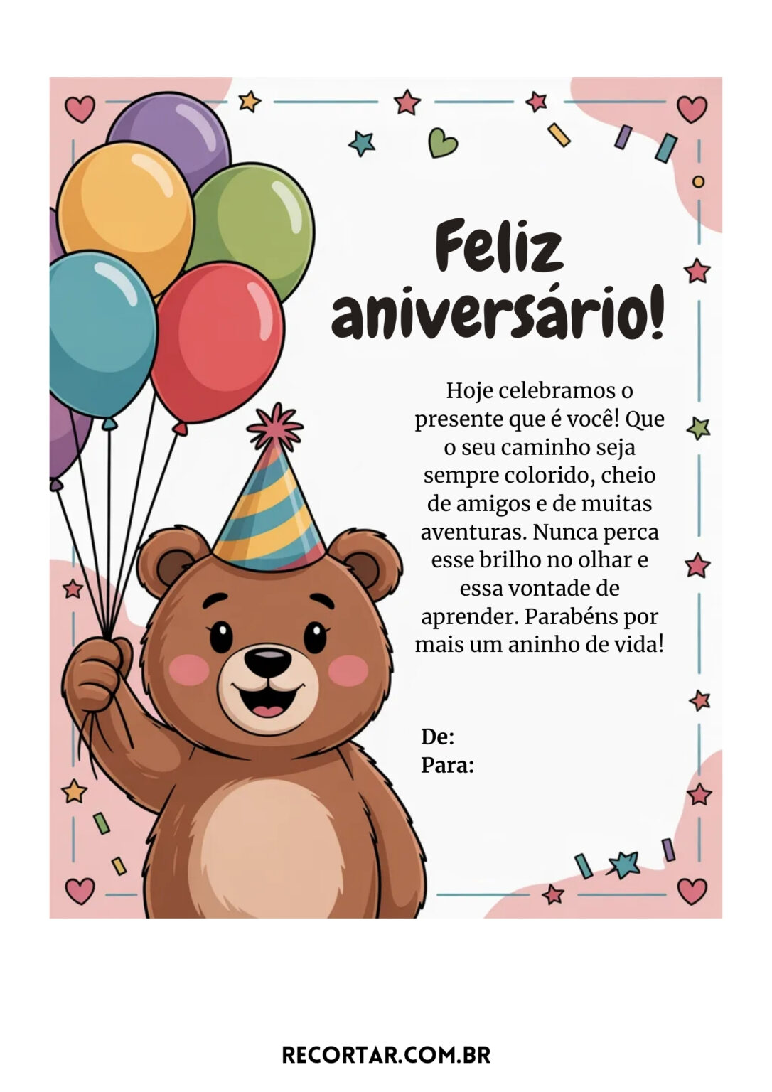 Cartões de Aniversário Para Imprimir – 43 Modelos Grátis – Recortar